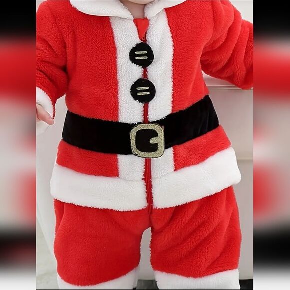 One PieceToddler Santa Claus Outfit Snowsuit Costume (Includes Hat) Sz 18-24 Mo - Picture 5 of 7